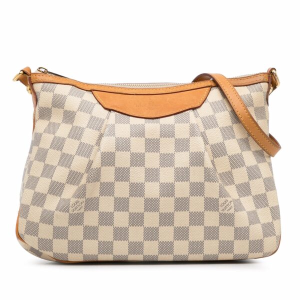 White LV Damier Azur Siracusa PM Crossbody Bag