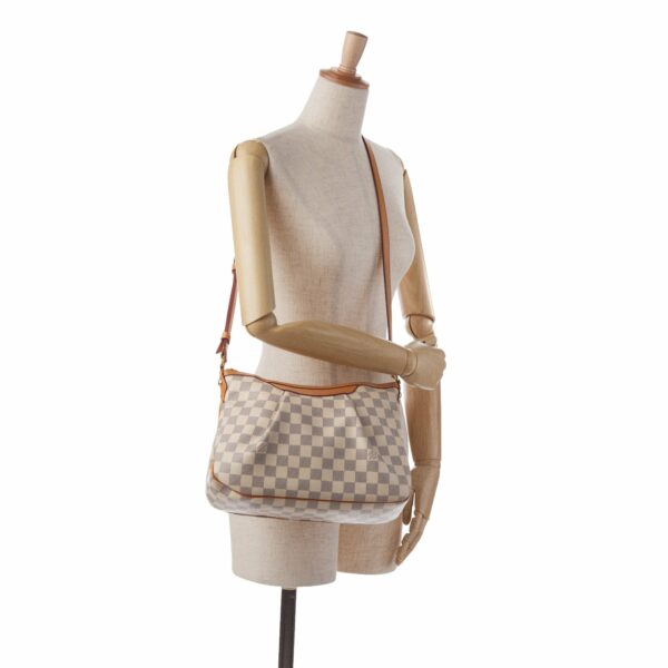 White LV Damier Azur Siracusa PM Crossbody Bag - Image 11