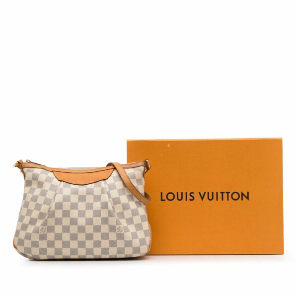 White LV Damier Azur Siracusa PM Crossbody Bag - Image 12