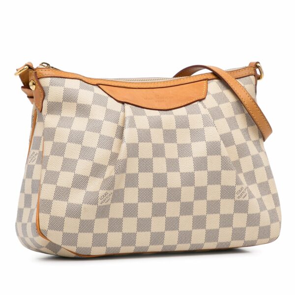 White LV Damier Azur Siracusa PM Crossbody Bag - Image 2