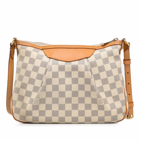 White LV Damier Azur Siracusa PM Crossbody Bag - Image 4