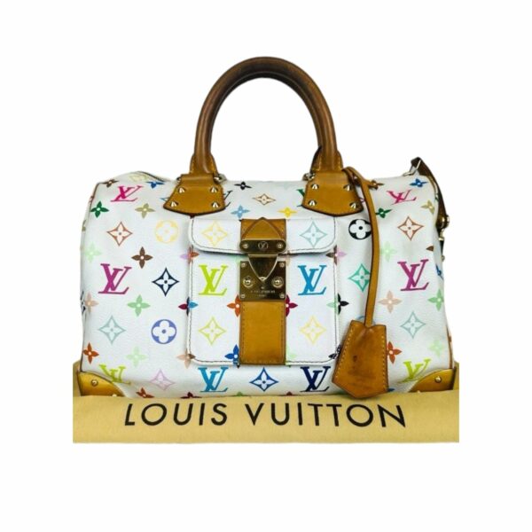 LV Speedy 30 White Multicolor Monogram Canvas