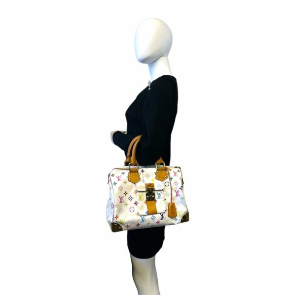 LV Speedy 30 White Multicolor Monogram Canvas - Image 2