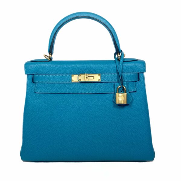 HM Kelly 28 Turquoise Togo Gold Hardware