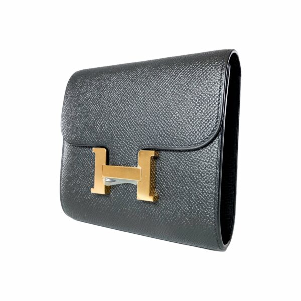 HM Constance Compact Wallet Black Epsom Rose Gold Hardware - Image 3