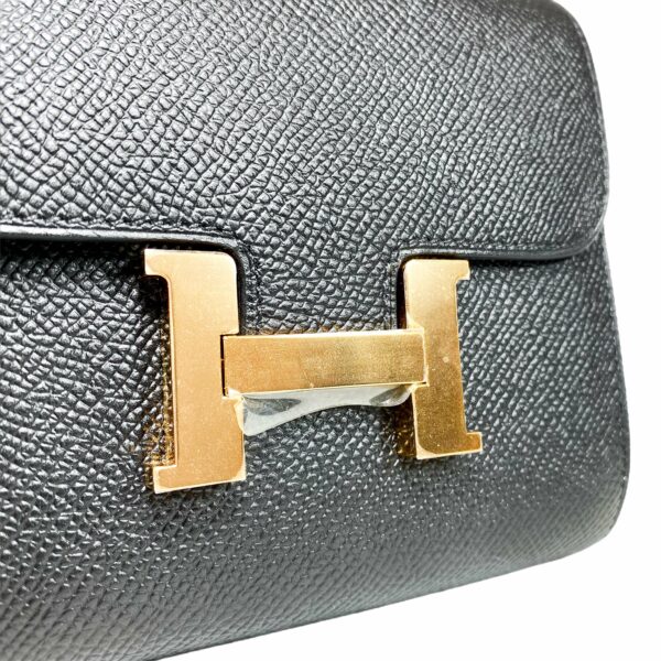 HM Constance Compact Wallet Black Epsom Rose Gold Hardware - Image 11