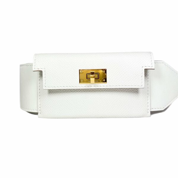 HM Kelly White Epsom Pocket Strap Gold Hardware