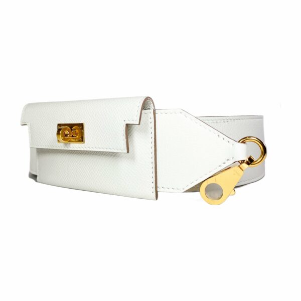 HM Kelly White Epsom Pocket Strap Gold Hardware - Image 4