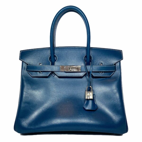 HM Birkin 30 Blue Thalassa Box Palladium Hardware