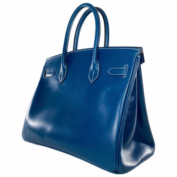 HM Birkin 30 Blue Thalassa Box Palladium Hardware - Image 4