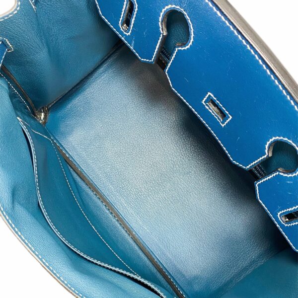 HM Birkin 30 Blue Thalassa Box Palladium Hardware - Image 10