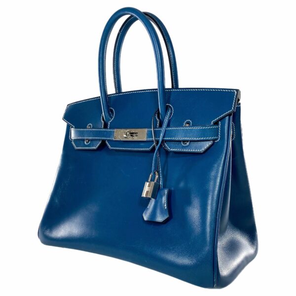 HM Birkin 30 Blue Thalassa Box Palladium Hardware - Image 3