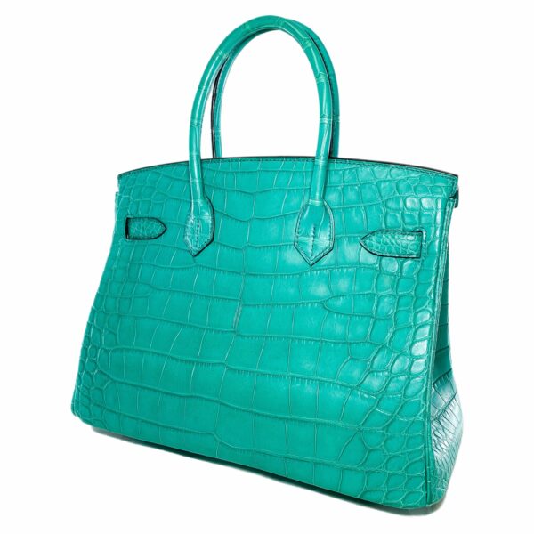 HM Birkin 30 Blue Paon Matte Alligator Gold Hardware - Image 4