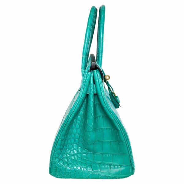 HM Birkin 30 Blue Paon Matte Alligator Gold Hardware - Image 5