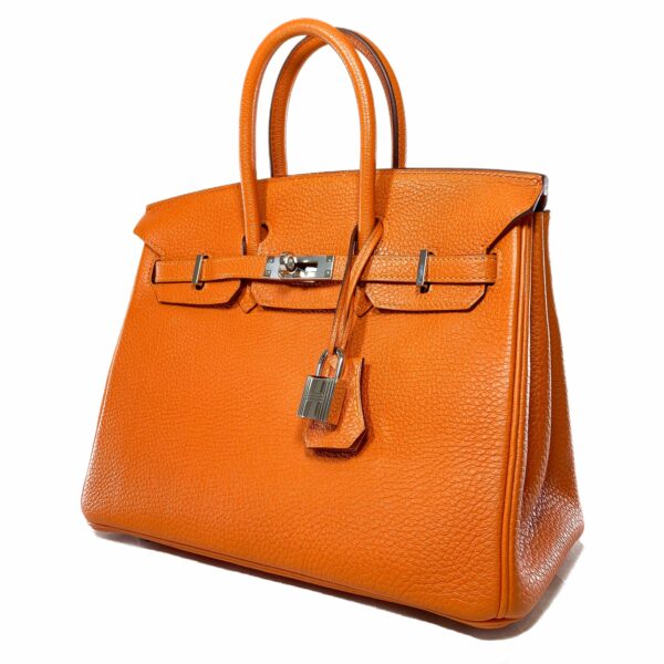 HM Birkin 25 Orange Togo Palladium Hardware - Image 3