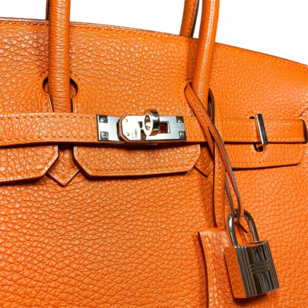 HM Birkin 25 Orange Togo Palladium Hardware - Image 11