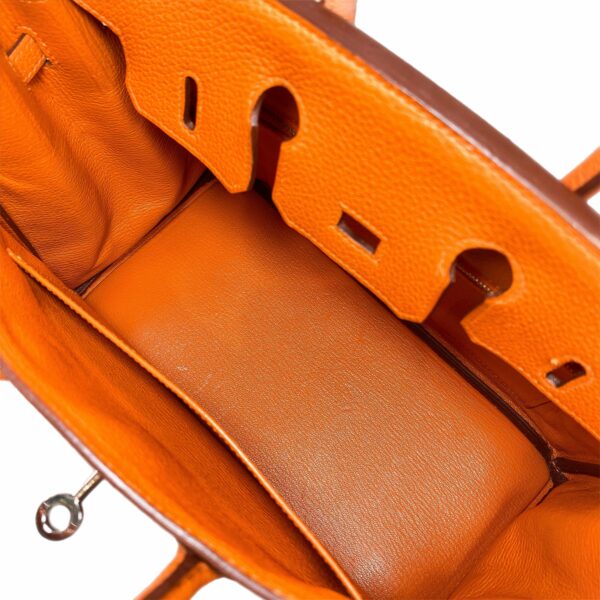 HM Birkin 25 Orange Togo Palladium Hardware - Image 10