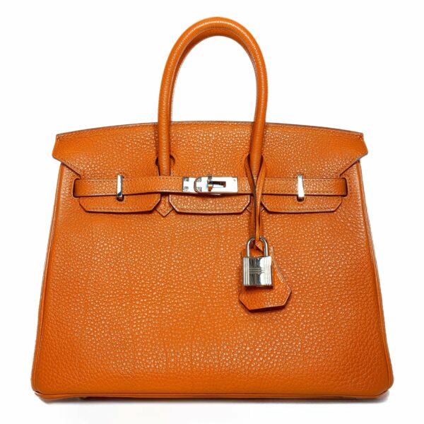 HM Birkin 25 Orange Togo Palladium Hardware