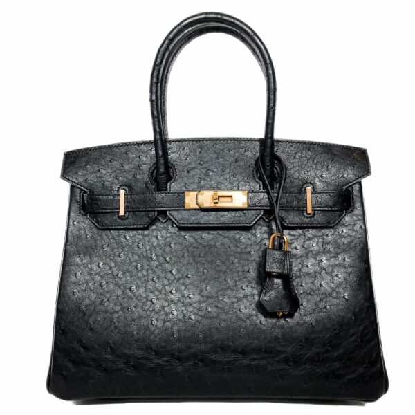 HM Birkin 30 Black Ostrich Rose Gold Hardware