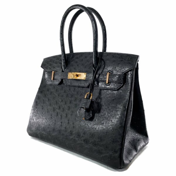 HM Birkin 30 Black Ostrich Rose Gold Hardware - Image 3