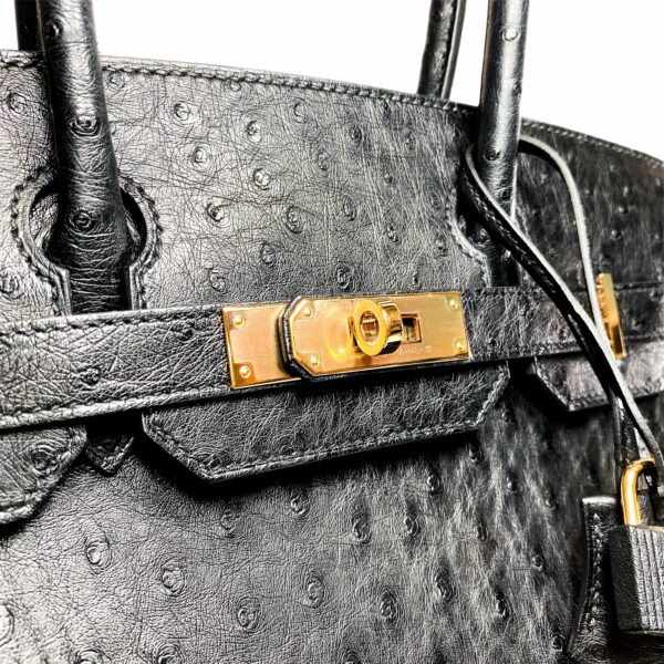 HM Birkin 30 Black Ostrich Rose Gold Hardware - Image 11