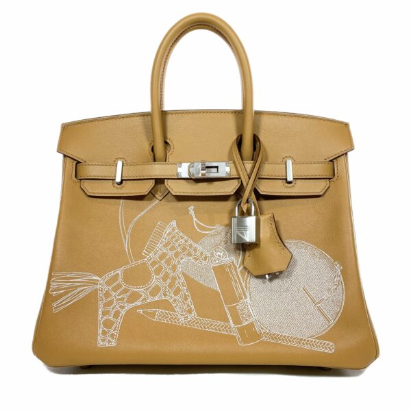 HM Biscuit Birkin 25 In & Out Swift Palladium Hardware - Image 2