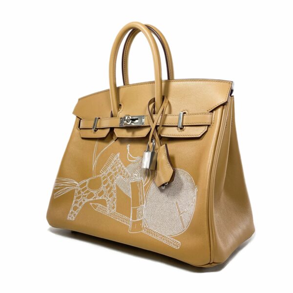 HM Biscuit Birkin 25 In & Out Swift Palladium Hardware - Image 4