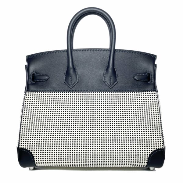 HM Birkin 25 Caban Swift Ecru Toile Quadrille Palladium Hardware - Image 2