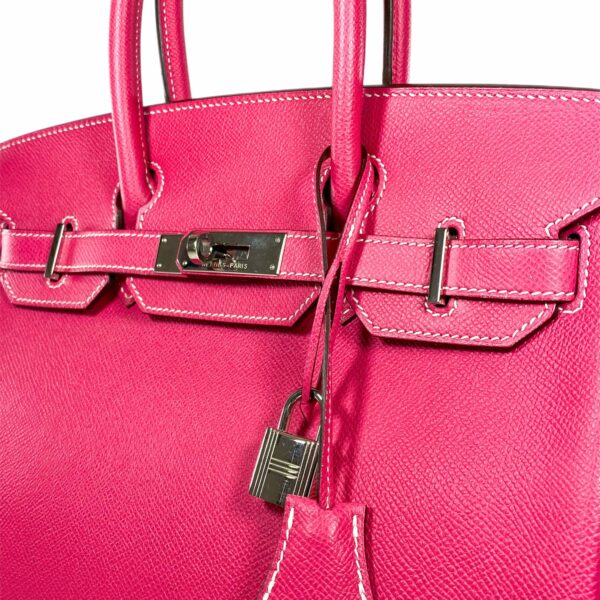 HM Birkin 30 Rose Tyrien Epsom Palladium Hardware - Image 11