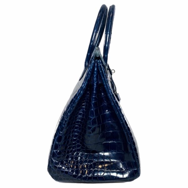 HM Birkin 35 Blue Abyss Porosus Crocodile Palladium Hardware - Image 5