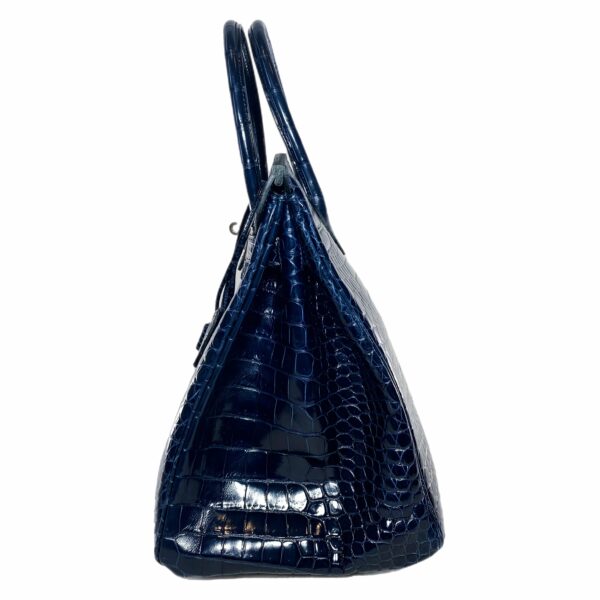 HM Birkin 35 Blue Abyss Porosus Crocodile Palladium Hardware - Image 6