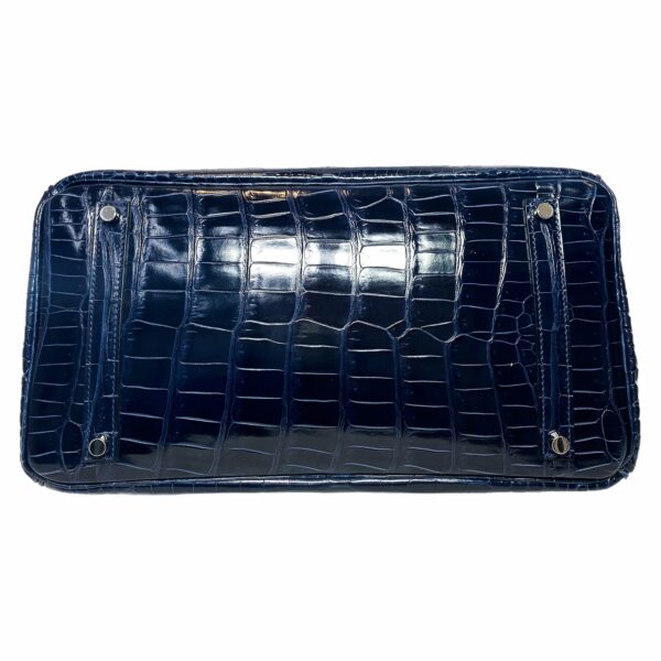 HM Birkin 35 Blue Abyss Porosus Crocodile Palladium Hardware - Image 7