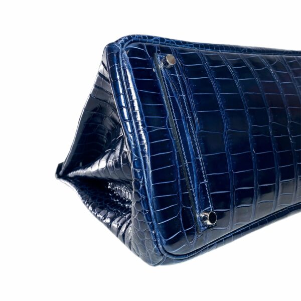 HM Birkin 35 Blue Abyss Porosus Crocodile Palladium Hardware - Image 8