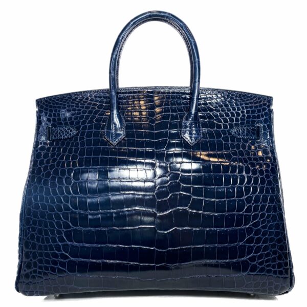 HM Birkin 35 Blue Abyss Porosus Crocodile Palladium Hardware - Image 2