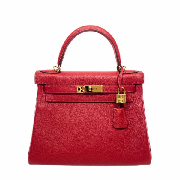 HM Kelly 28 Rouge Garance Togo Gold Hardware