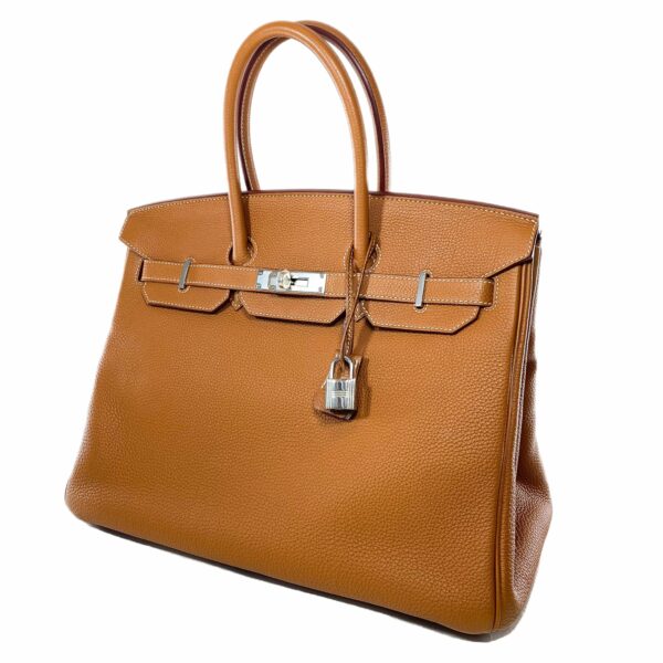 HM Birkin 35 Gold Togo Palladium Hardware - Image 3