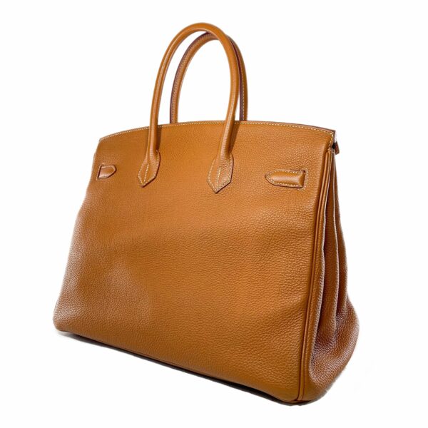 HM Birkin 35 Gold Togo Palladium Hardware - Image 4