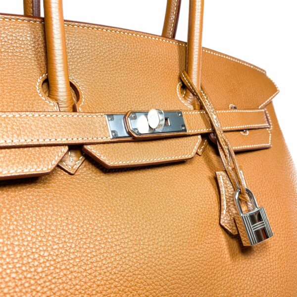 HM Birkin 35 Gold Togo Palladium Hardware - Image 11