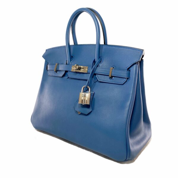 HM Birkin 25 Blue Brighton Swift Palladium Hardware - Image 3