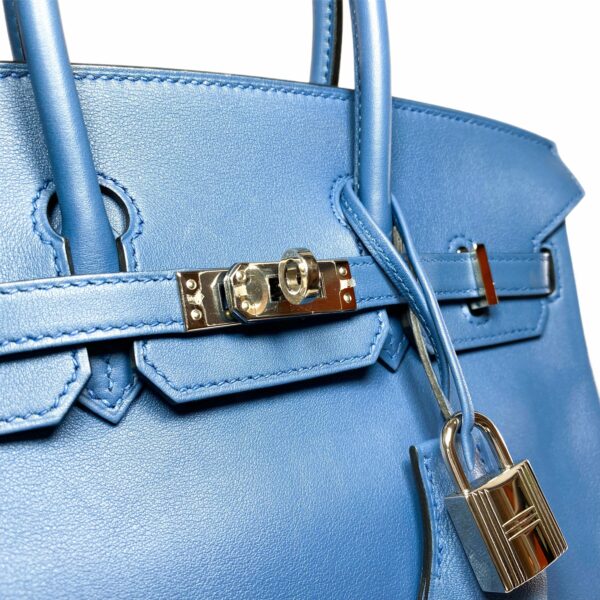 HM Birkin 25 Blue Brighton Swift Palladium Hardware - Image 11