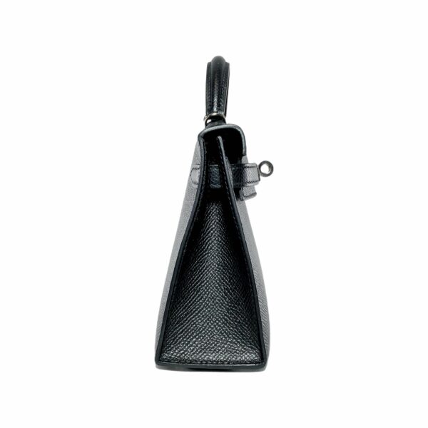 HM Mini Kelly 20 Black Epsom Palladium Hardware - Image 6