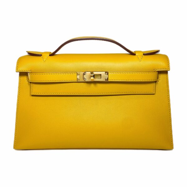 HM Kelly Pochette Jaune Ambre Swift Gold Hardware