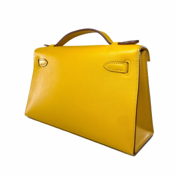 HM Kelly Pochette Jaune Ambre Swift Gold Hardware - Image 4