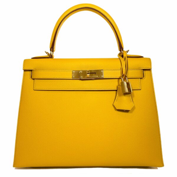 HM Kelly 28 Jaune Ambre Epsom Gold Hardware