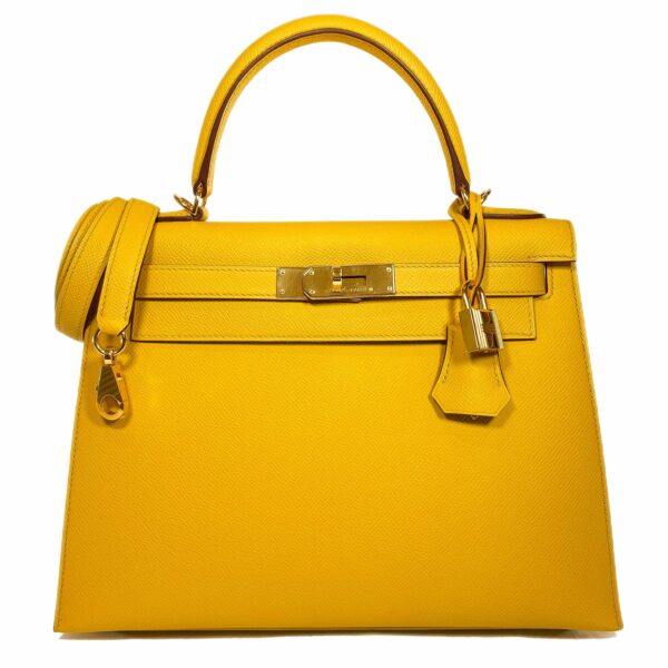 HM Kelly 28 Jaune Ambre Epsom Gold Hardware - Image 2