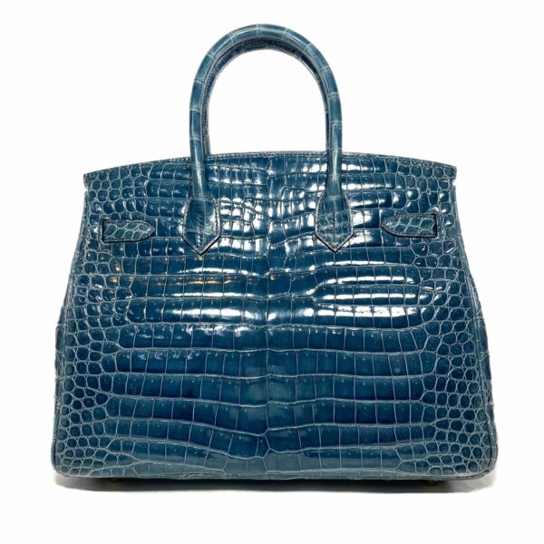 HM Birkin 30 Blue Tempete Porosus Crocodile Gold Hardware - Image 2