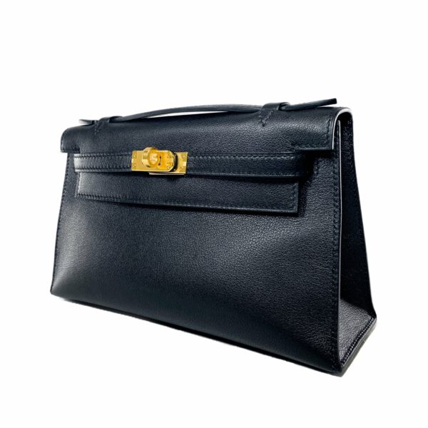 HM Kelly Pochette Noir Madame Gold Hardware - Image 3