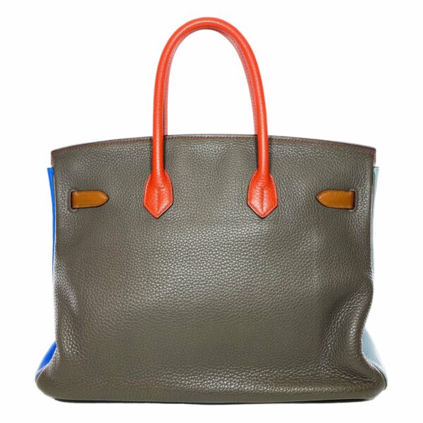 HM Birkin 35 Arlequin Orange Sanguine Gold Bleu Lin Bleu Hydra Etain Clemence Palladium Hardware - Image 2