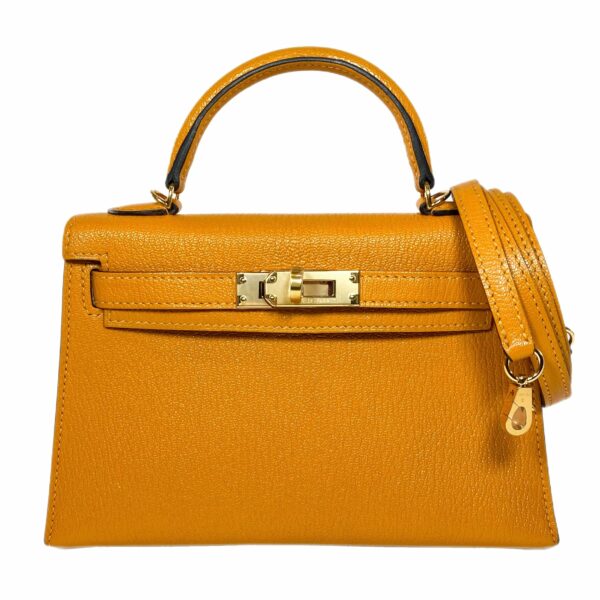 HM Mini Kelly 20 Jaune Ambre Chevre Mysore Gold Hardware - Image 3