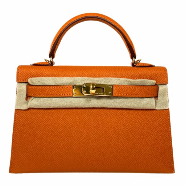 HM Mini Kelly 20 Orange Epsom Gold Hardware - Image 2